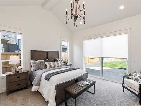 Bedroom with a sliding glass door 